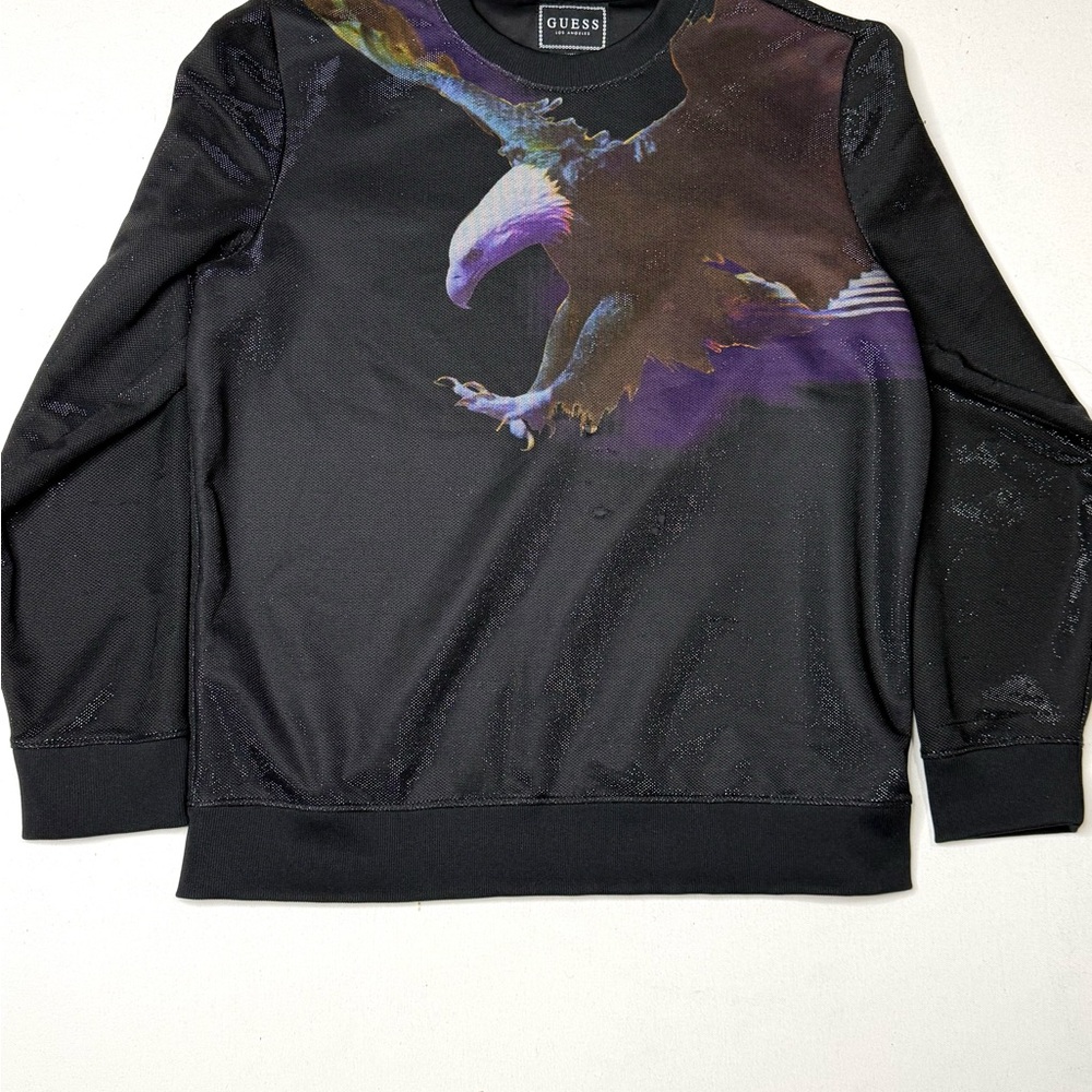 Guess Black and Purple Eagle Graphic Men's Sweater Size XL